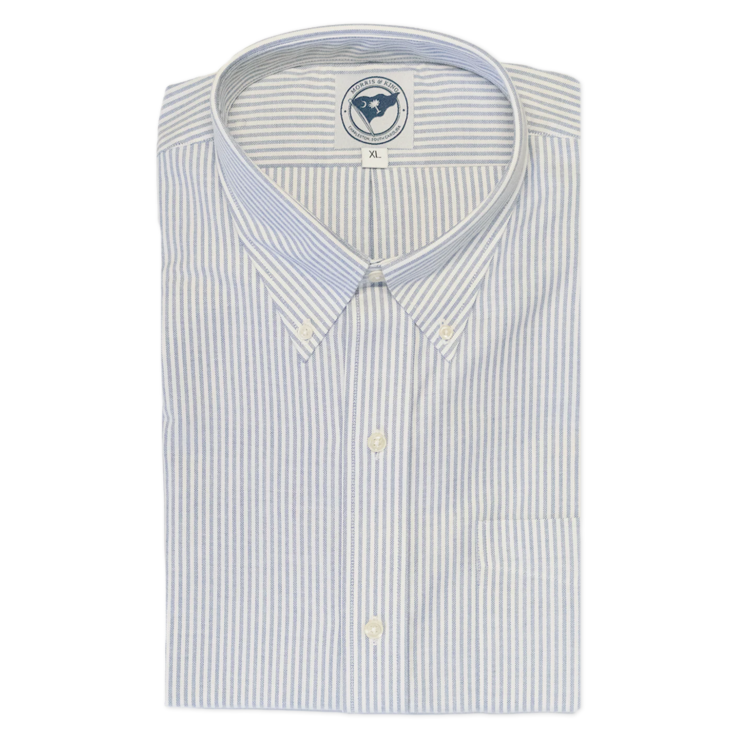 Blue / White Stripe Oxford Button Down Shirt - Traditional Fit