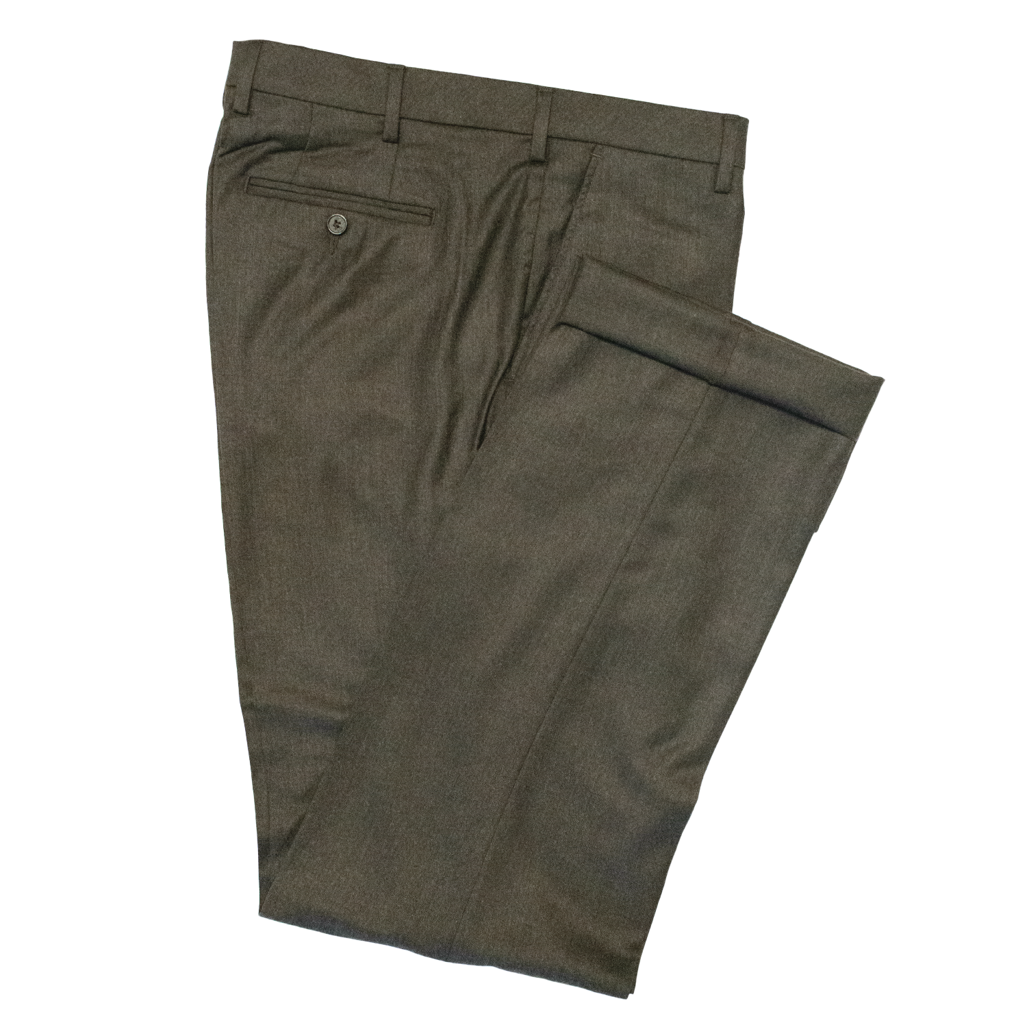 Brown Wool Flannel Trousers - Classic Fit