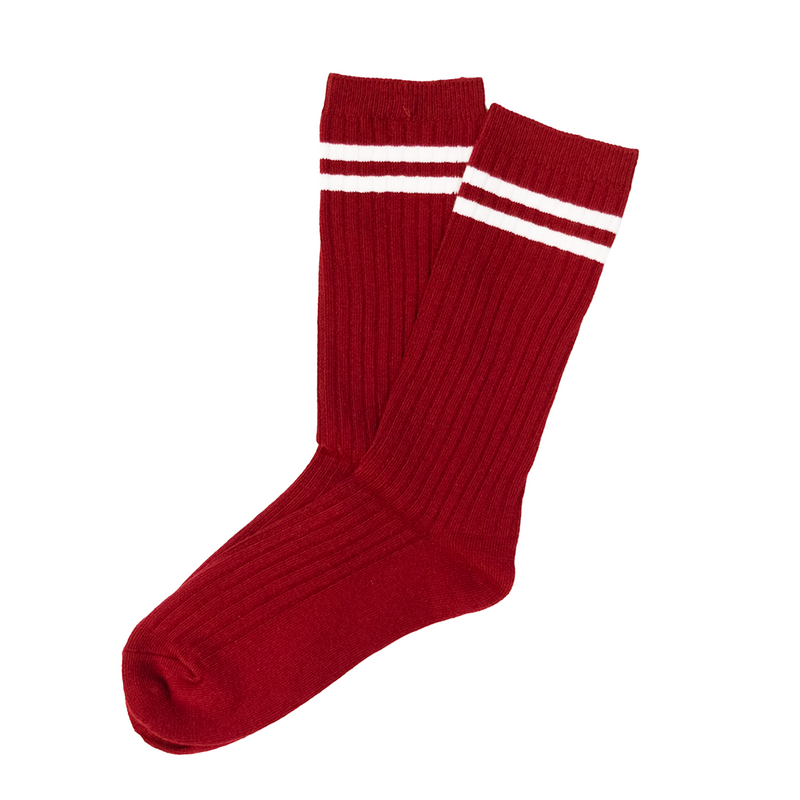 Burgundy/White Stripe Socks