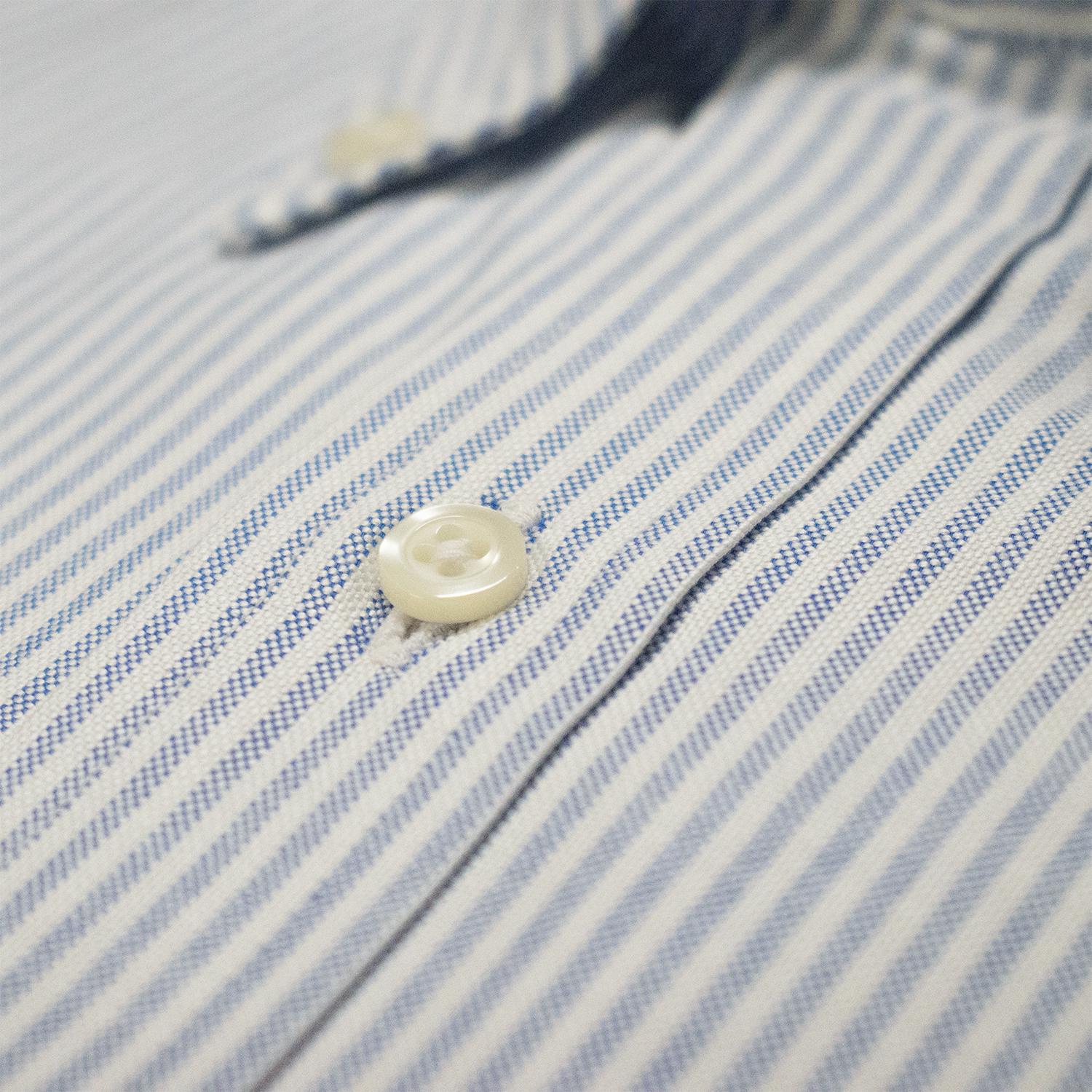 Blue / White Stripe Cambridge Oxford MTO Button Down Shirt - Classic Fit