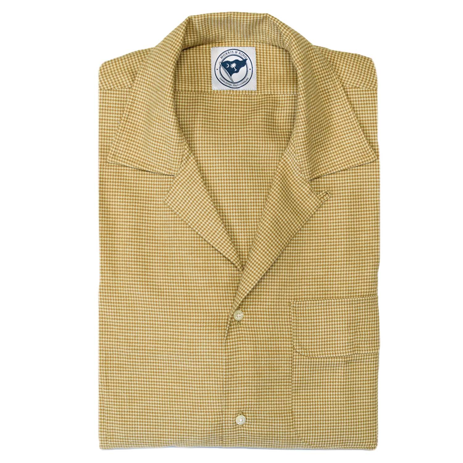 Tan Houndstooth Camp Shirt - Made To Order
