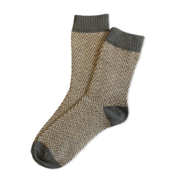 Charcoal/Camel Herringbone Socks