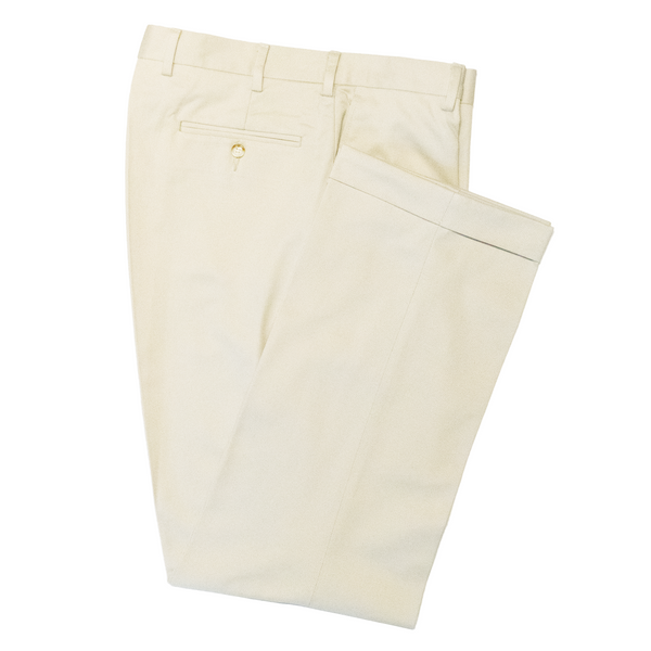 Stone Cotton Twill Trousers - Classic Fit