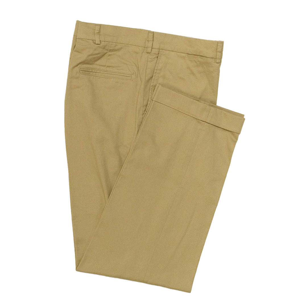 Khaki Washed Cotton Chinos - Classic Fit