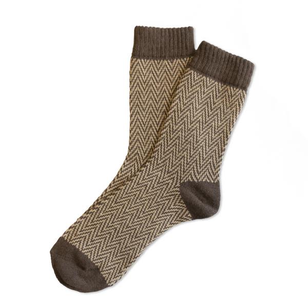 Chocolate/Camel Herringbone Socks