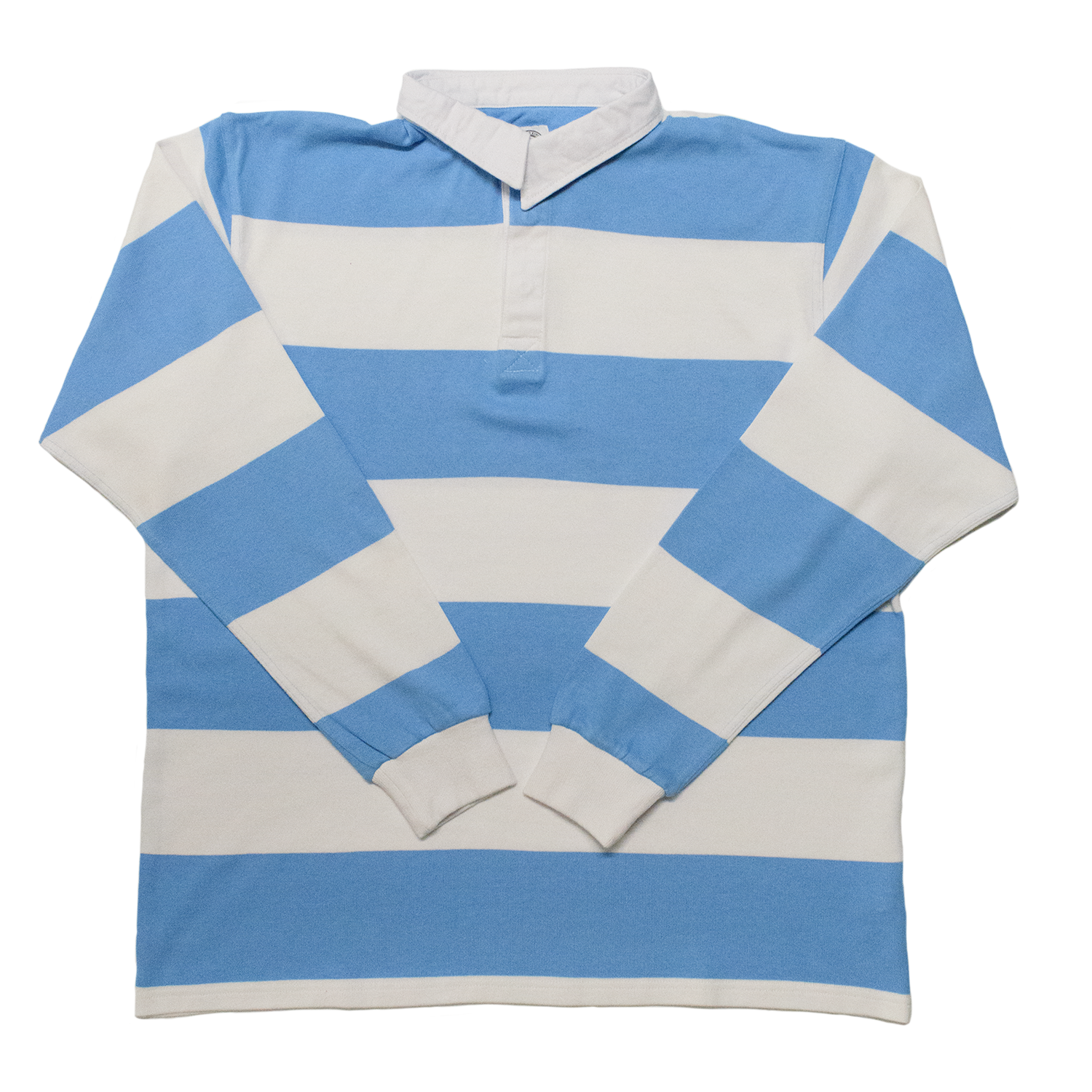 Light Blue / White Collegiate Stripe Rugby Shirt - Regular Fit