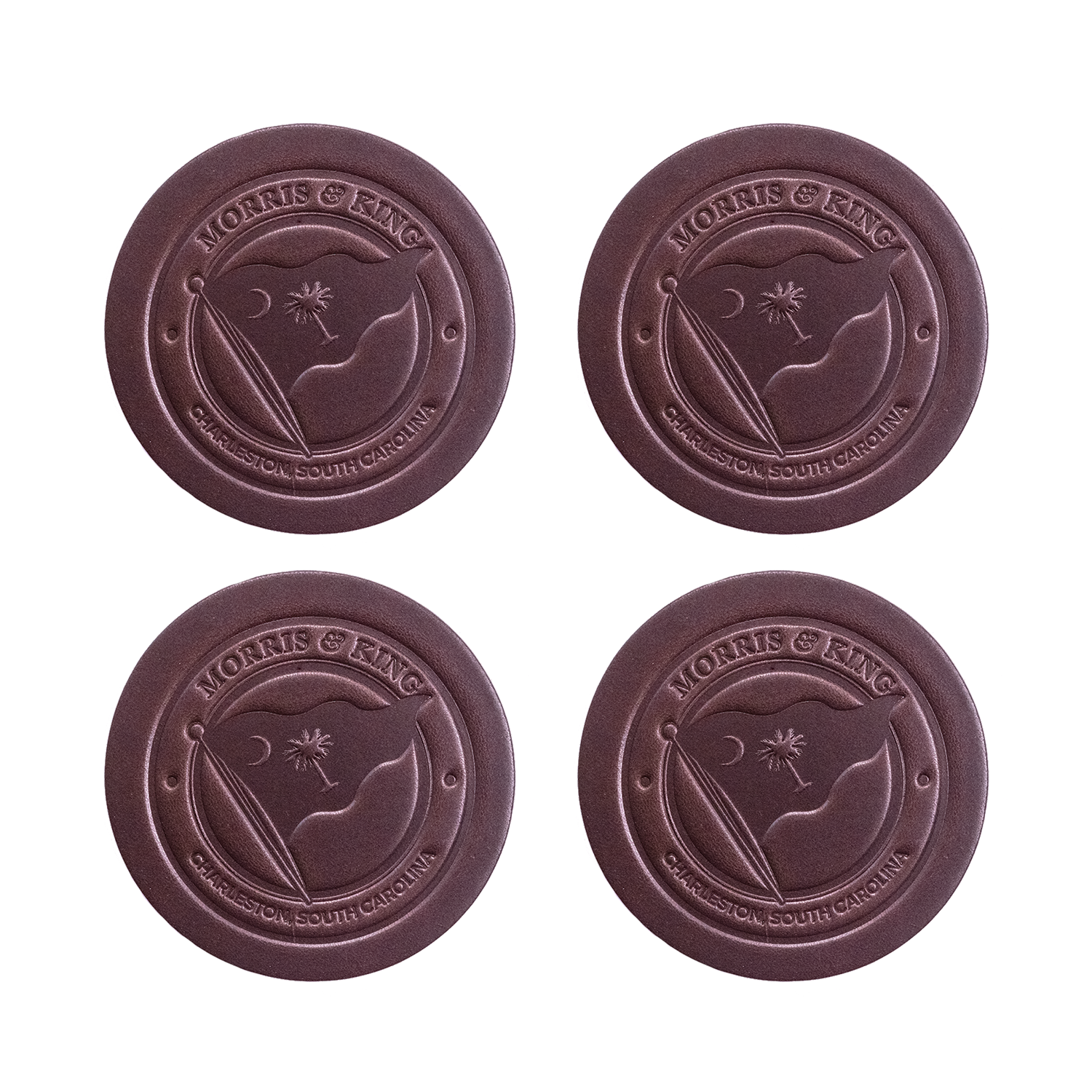 Black Bridle M&K Logo Leather Coaster Set