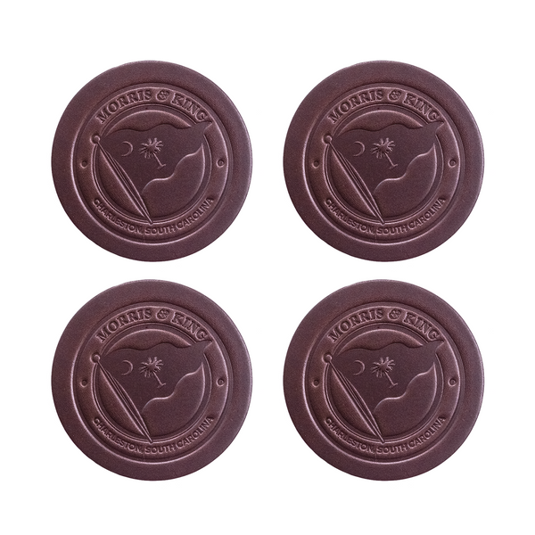 Black Bridle M&K Logo Leather Coaster Set