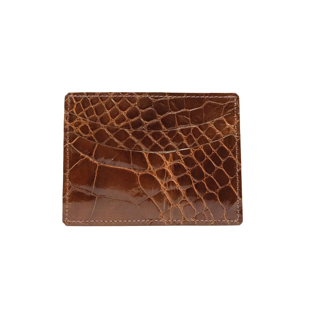 Cognac Glazed Alligator Card Case