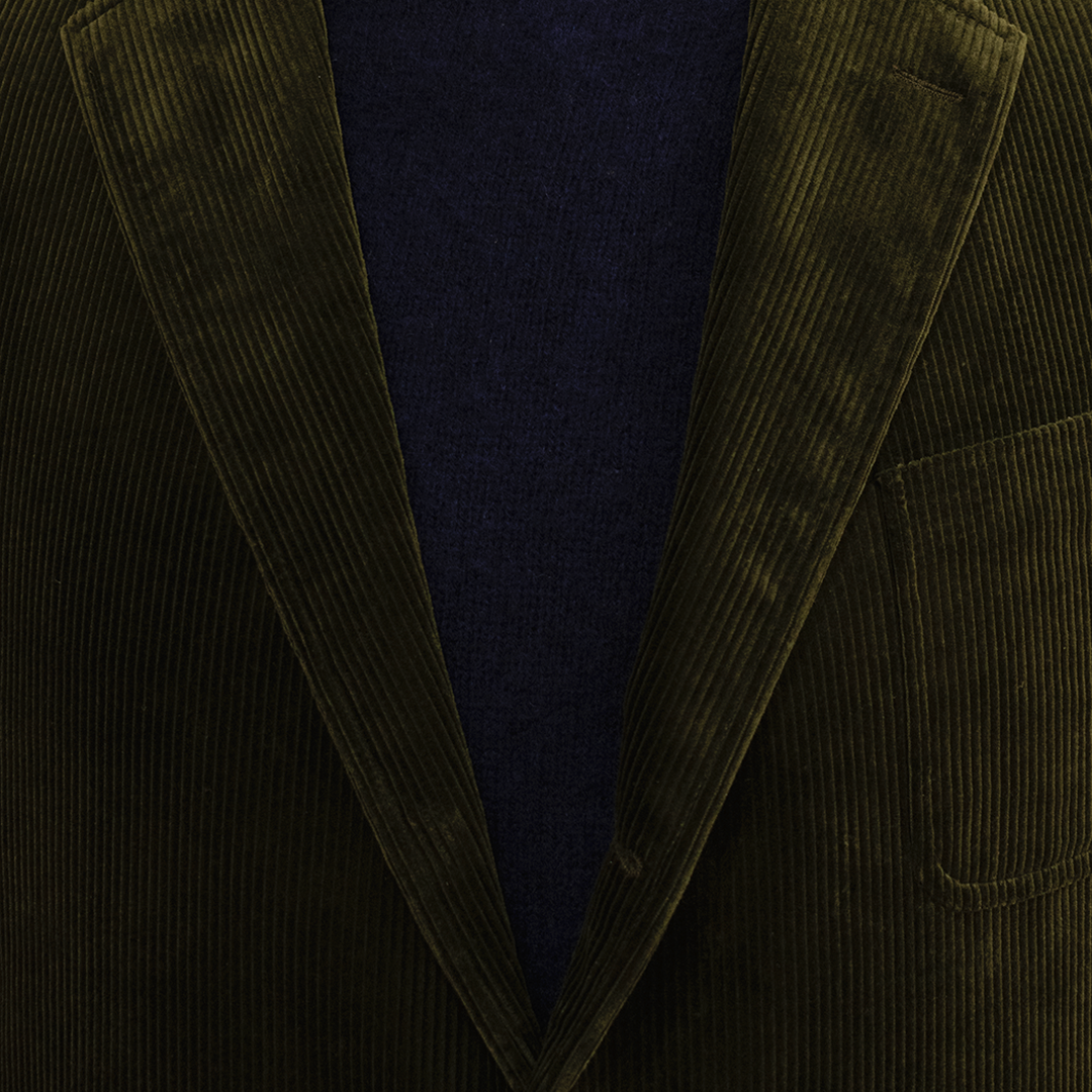 Olive Italian Corduroy Triple Patch Pocket Sport Coat - Made To Order