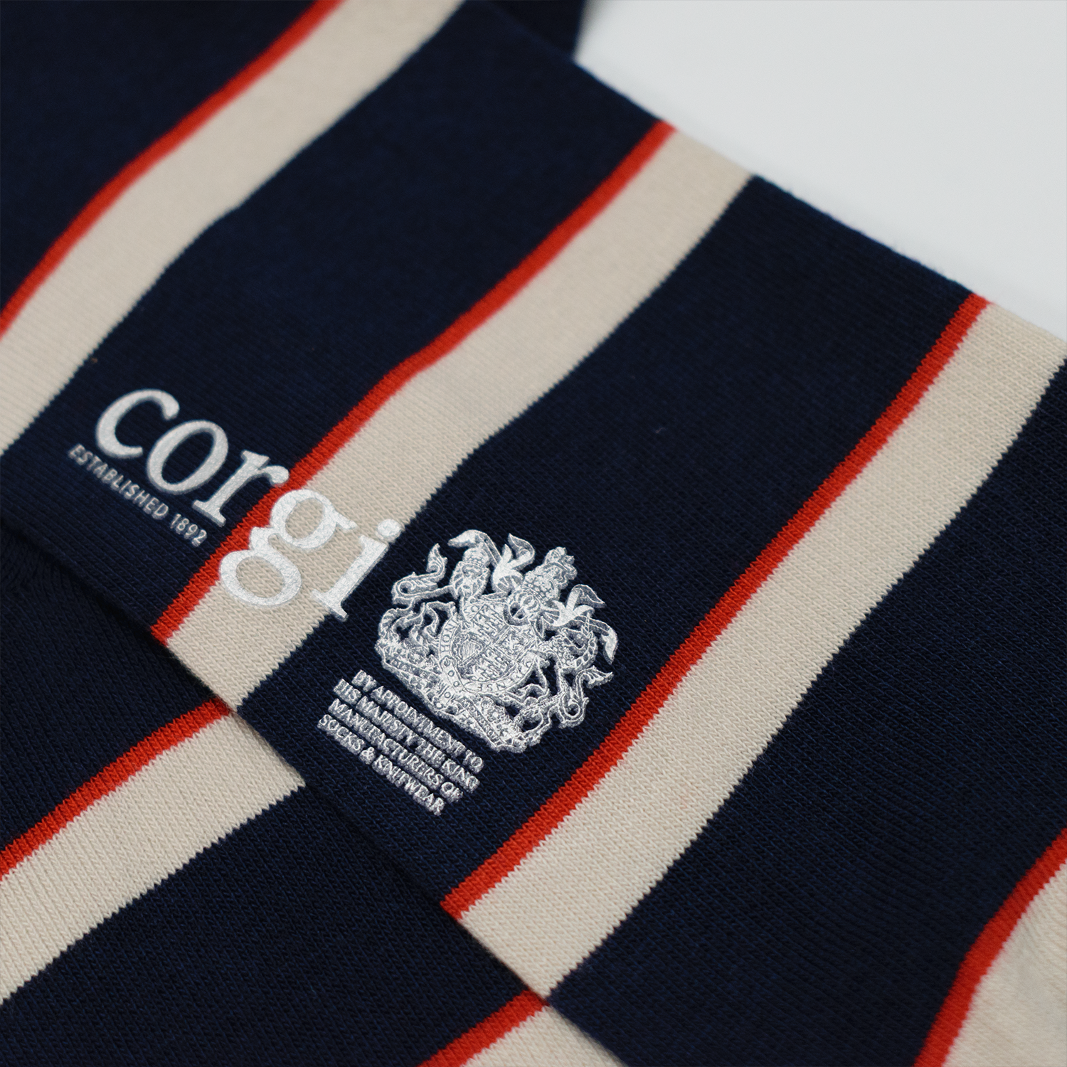 Navy / White / Red Lightweight Cotton Regimental Socks - Army Air Corps