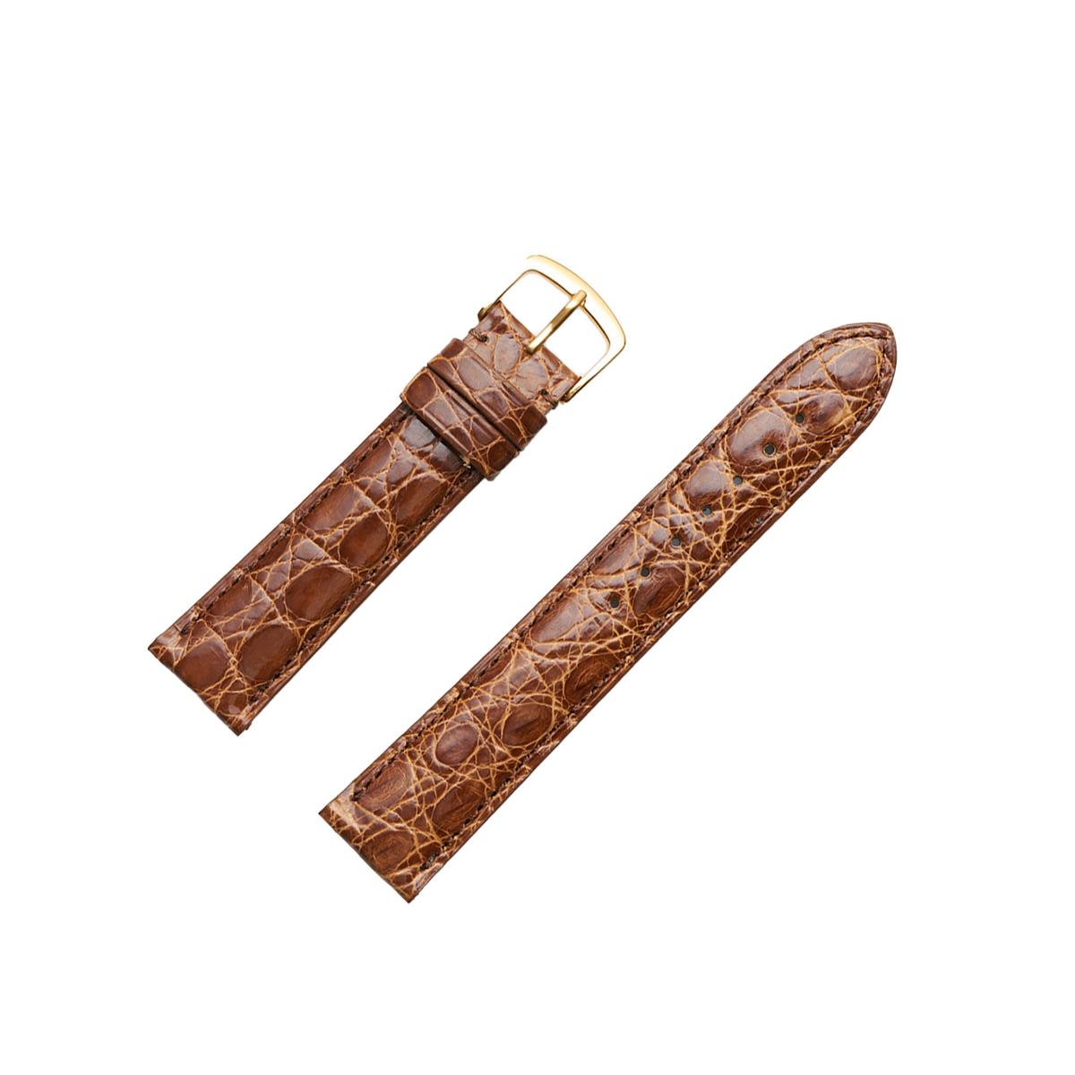Mocha Genuine Caiman Crocodile Watchband - Made To Order