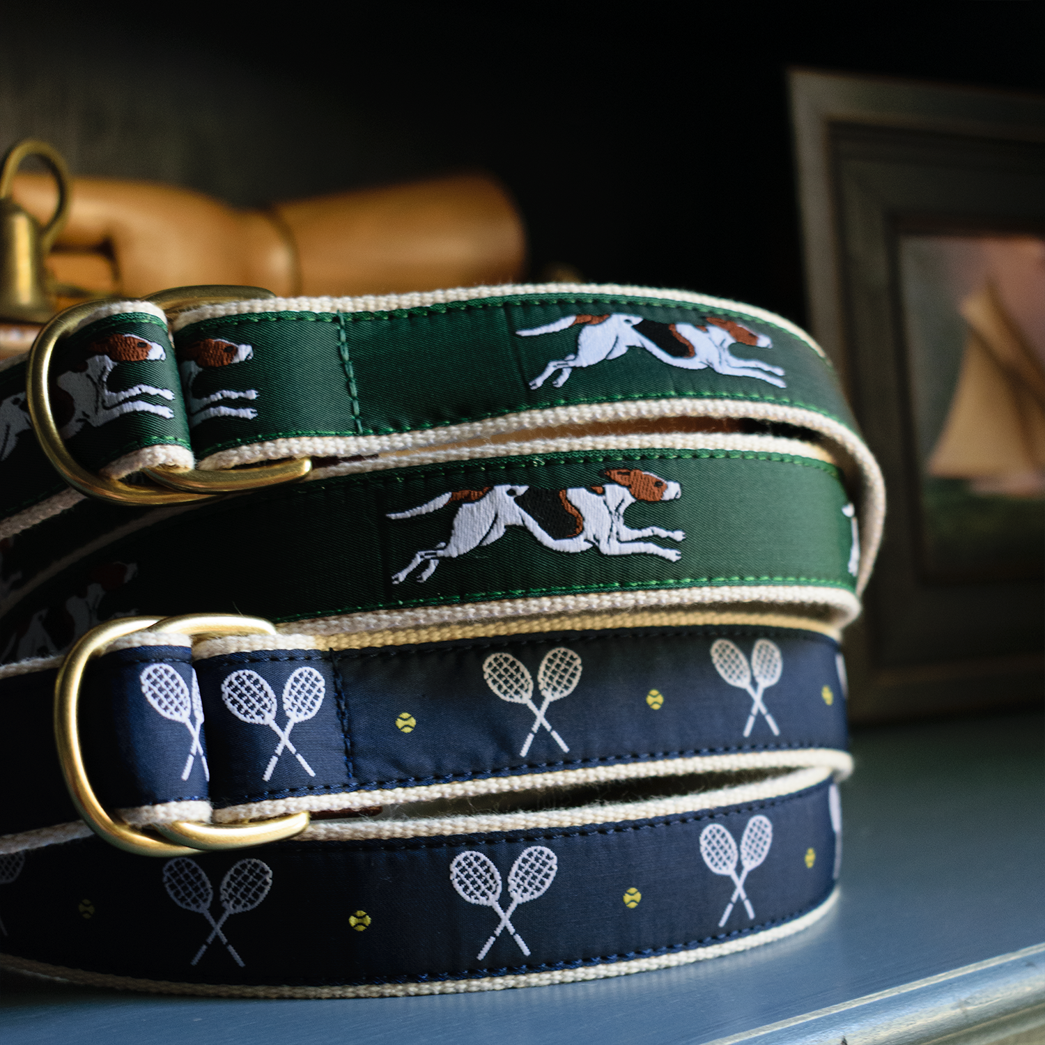 Natural Hunting Hound D-Ring Belt