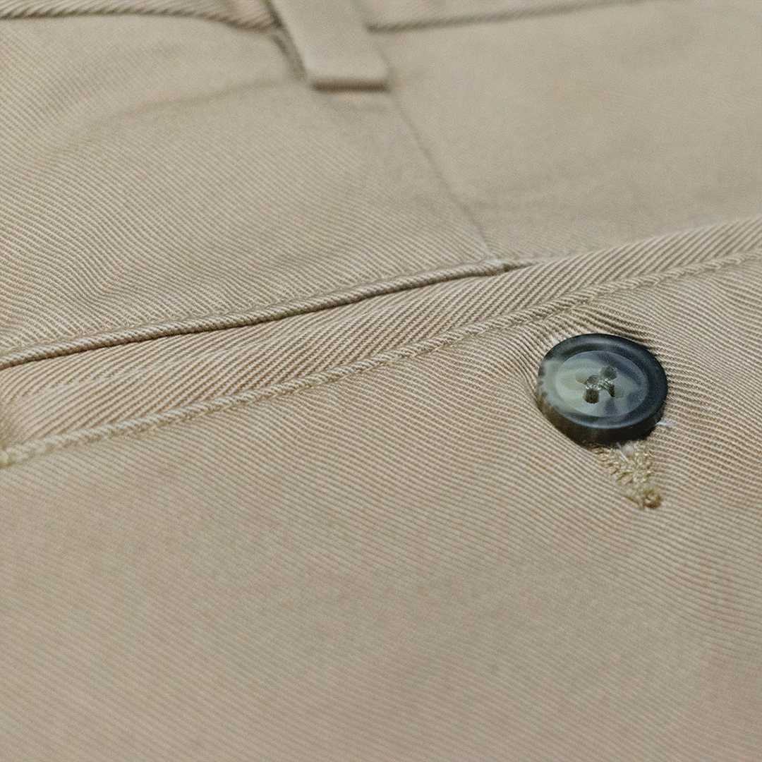 Dark Khaki Pleated Combed Cotton Pants - Classic Fit