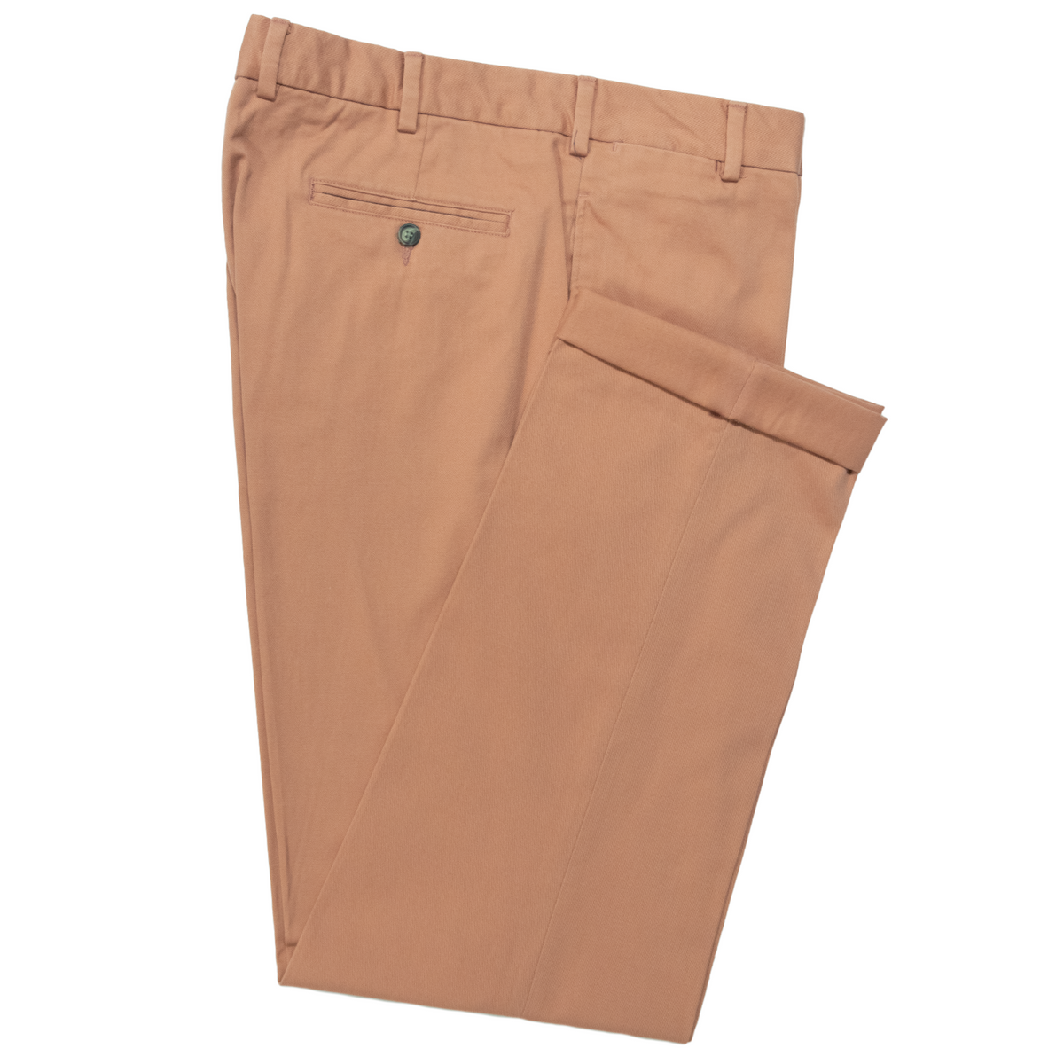 Deep Salmon Combed Cotton Pants - Traditional Fit