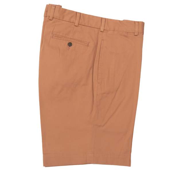 Deep Salmon Combed Cotton Shorts - Classic Fit