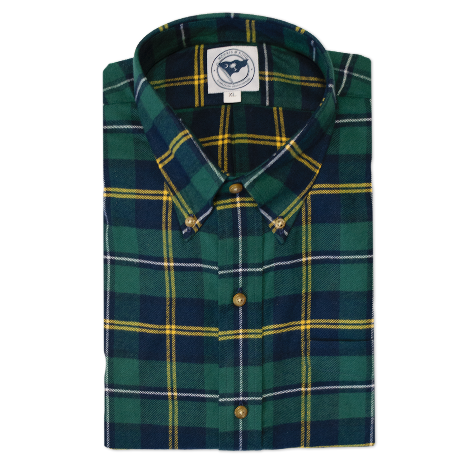 Navy / Green / Yellow / White Plaid Clubhouse Sport Shirt - Traditional Fit