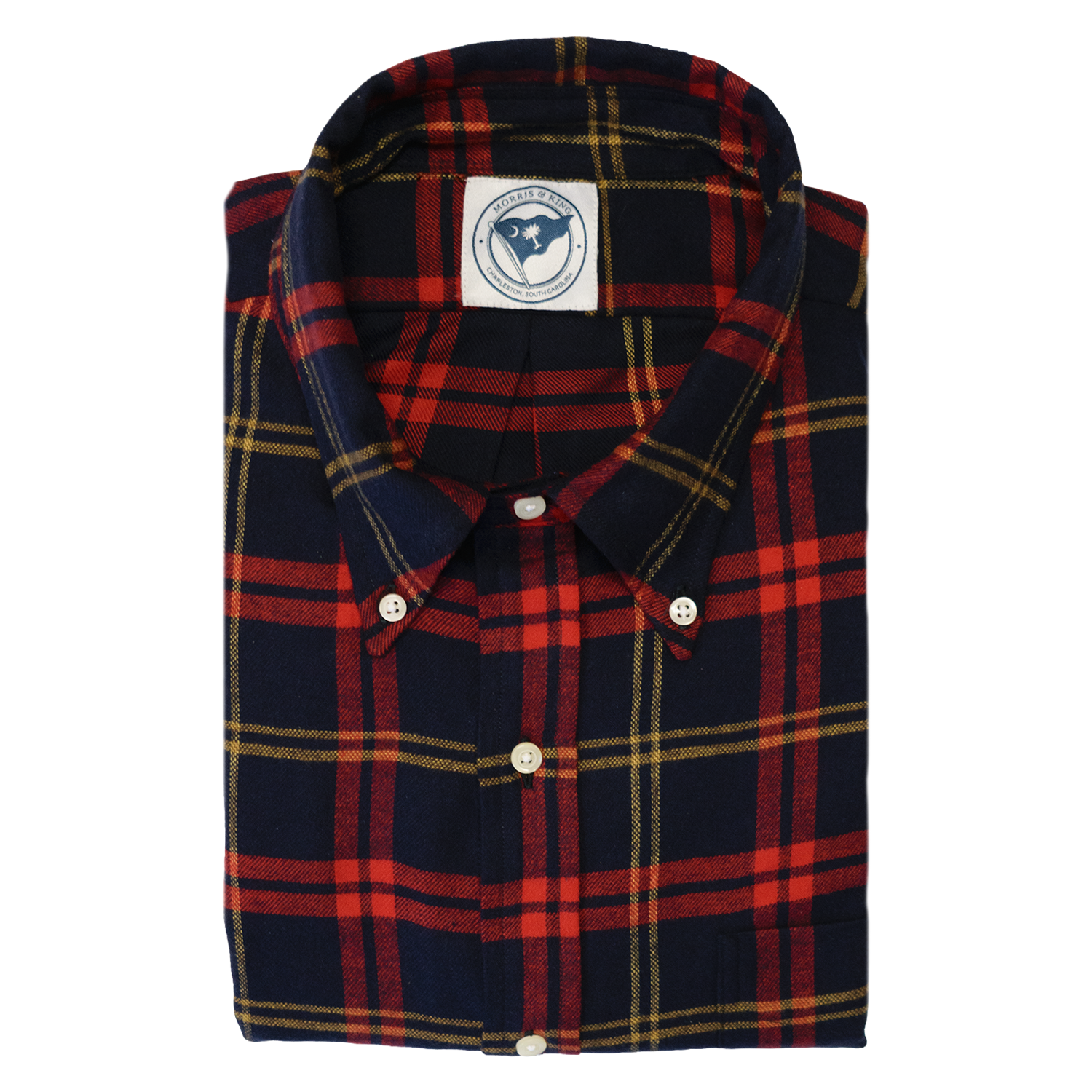 Red / Navy / Yellow Plaid Button Down Shirt - Made To Order