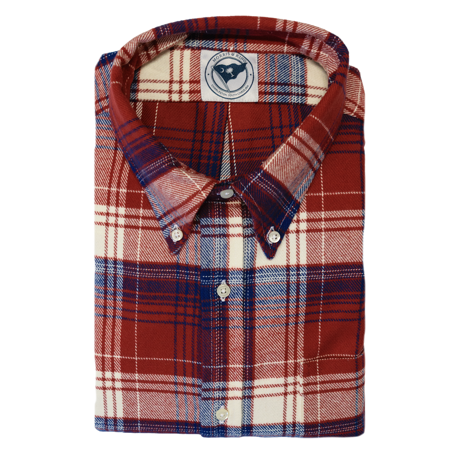 Navy / Red / White Plaid Button Down Shirt - Made To Order