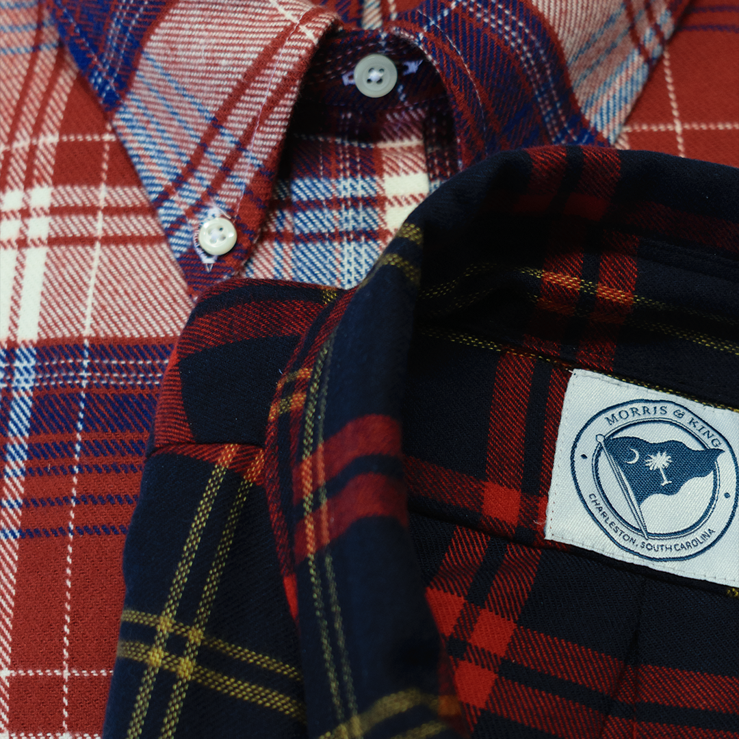 Navy / Red / White Plaid Button Down Shirt - Made To Order