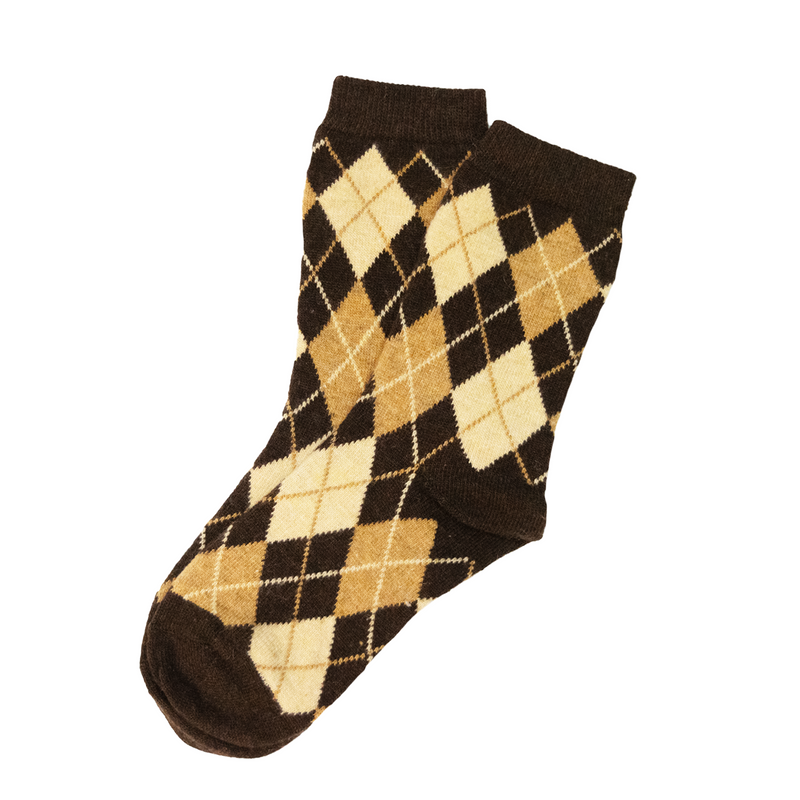 Chocolate/Ecru Argyle Socks