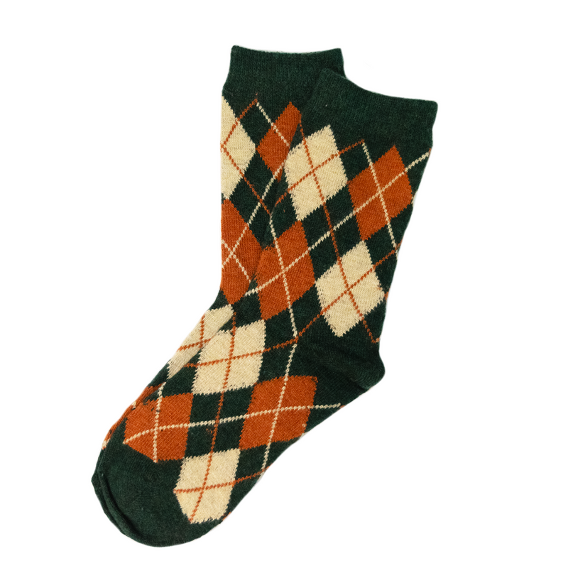 Forest Green/Terracotta Argyle Socks