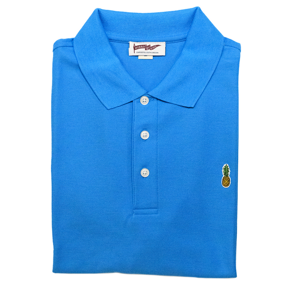 French Blue Pineapple Pique Polo