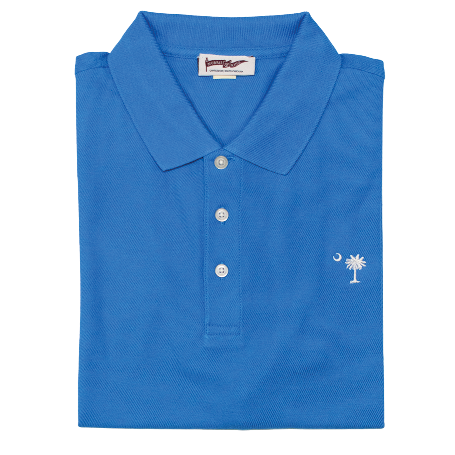 French Blue Palmetto & Crescent Pique Polo