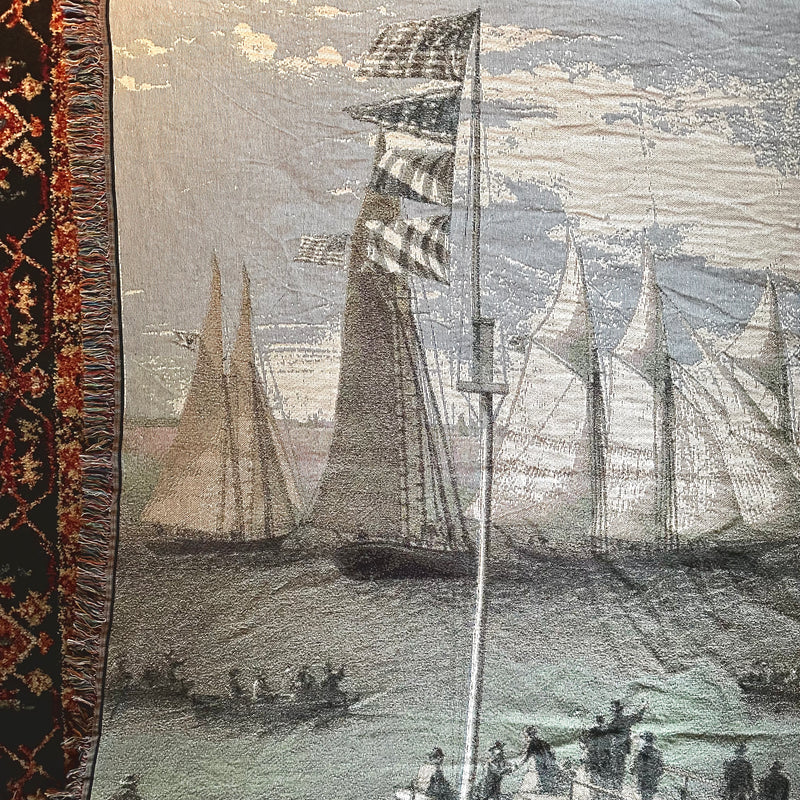 The New York Yacht Club Regatta (1869) Woven Blanket