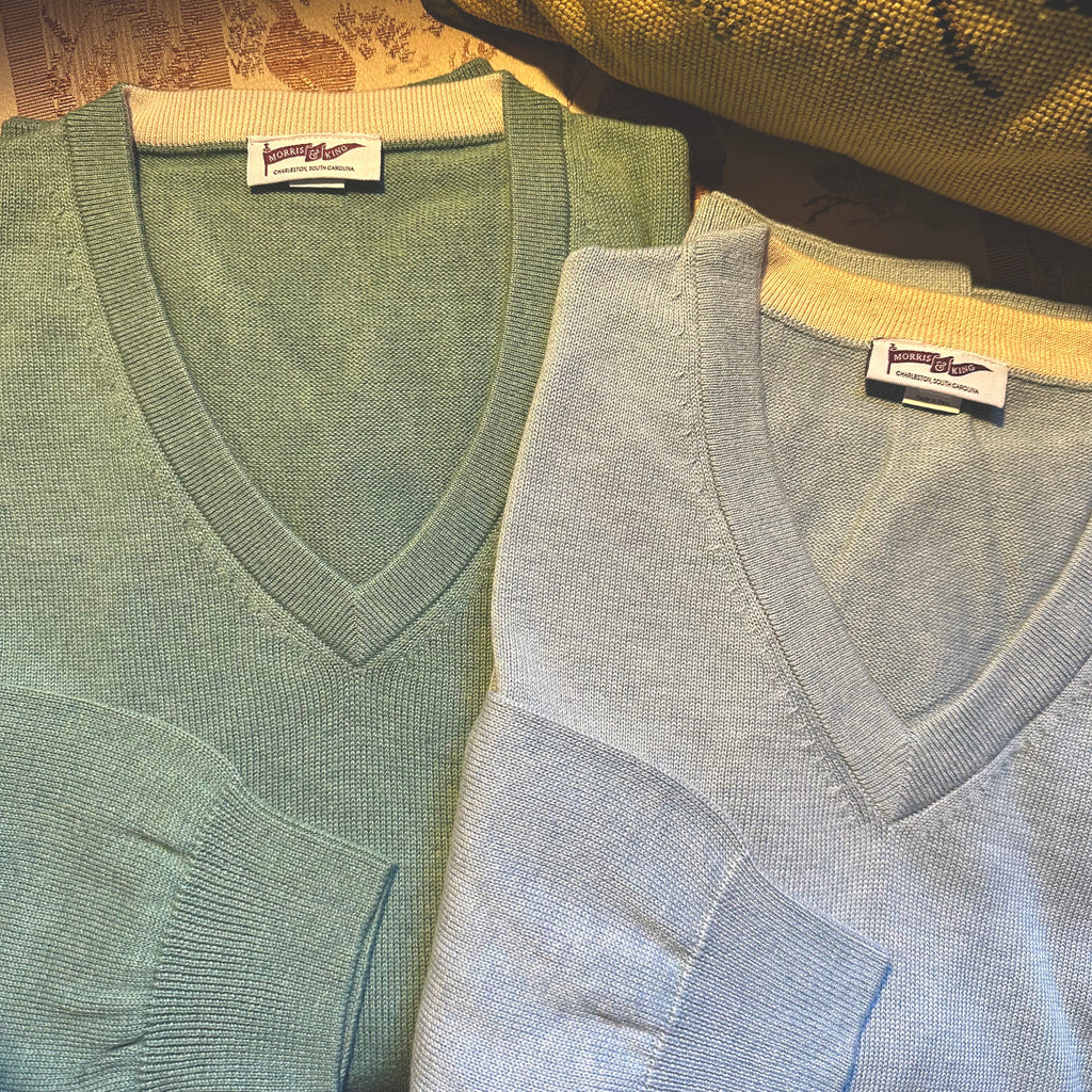 Sea Green V Neck Sweater Morris and King