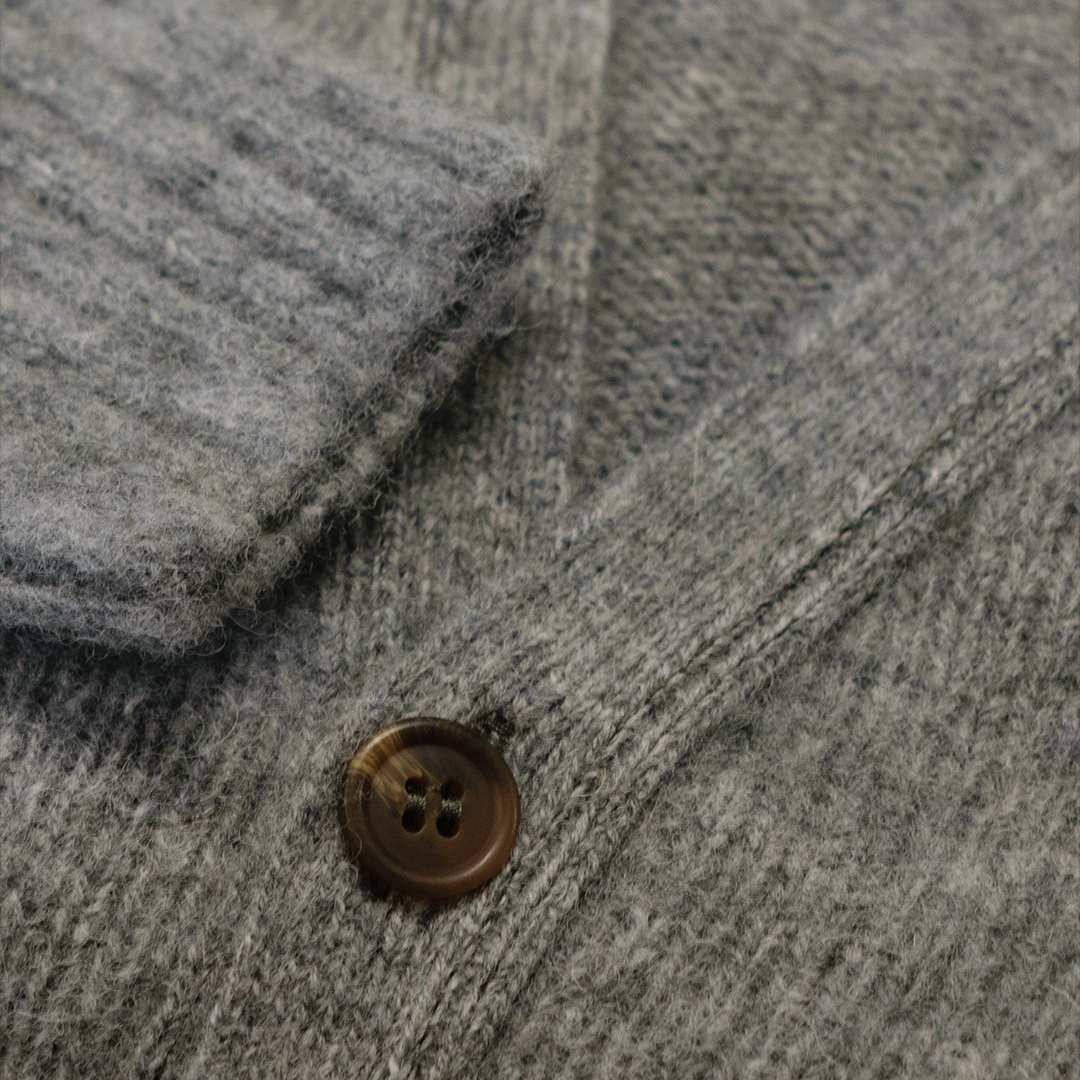 Medium Grey Brushed Scottish Shetland Wool Cardigan