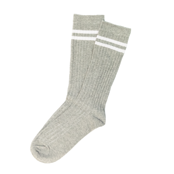Heather/White Stripe Socks