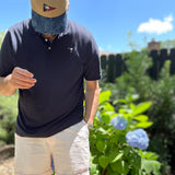 Dark Navy Palmetto & Crescent Pique Polo