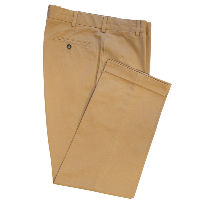 Dark Khaki Combed Cotton Pants - Classic Fit