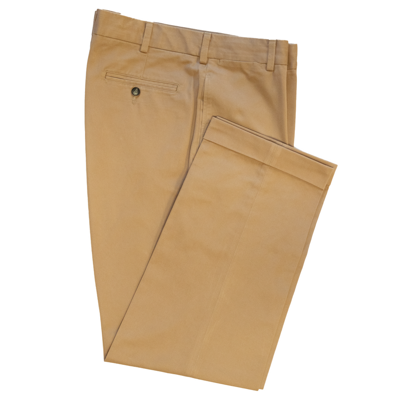 British Tan Combed Cotton Pants - Classic Fit