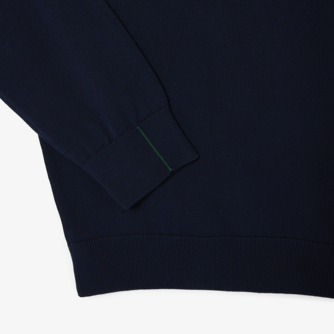 Navy Blue Cotton V-Neck Sweater