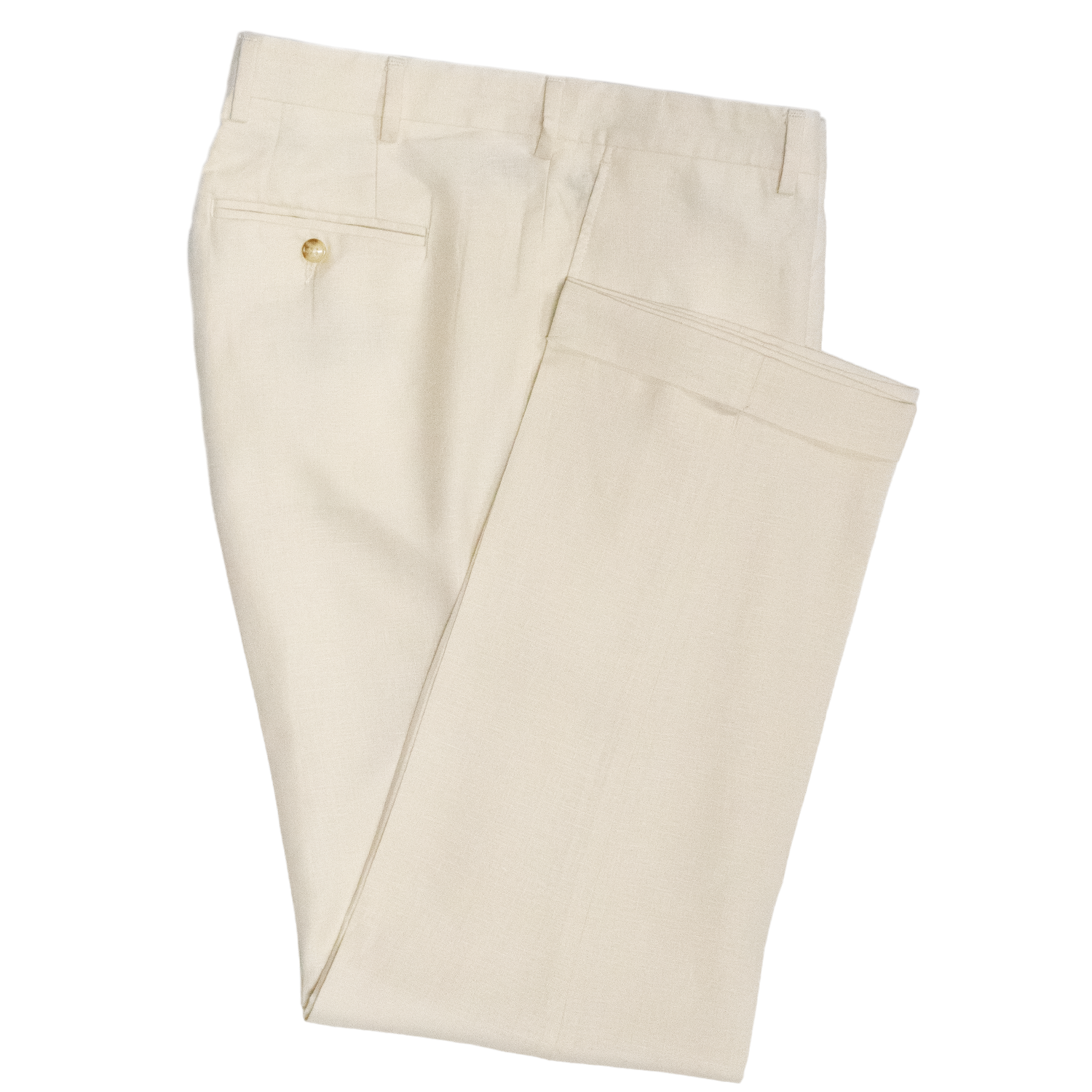 Cream Linen Trousers - Classic Fit