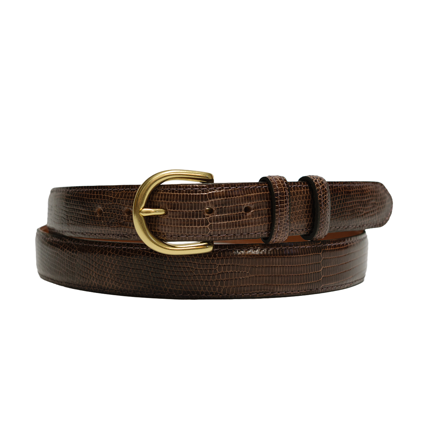 1" Brown Glazed Lizard Classic Leather Belt - Made To Order