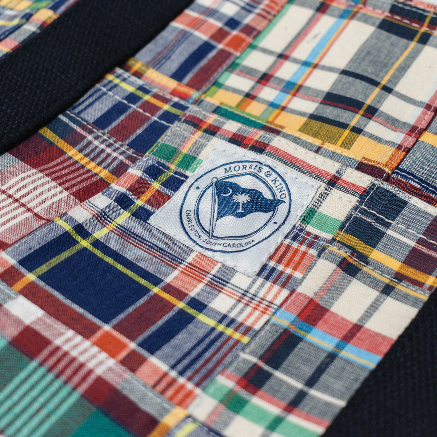 Classic Navy Patch Madras Tote Bag