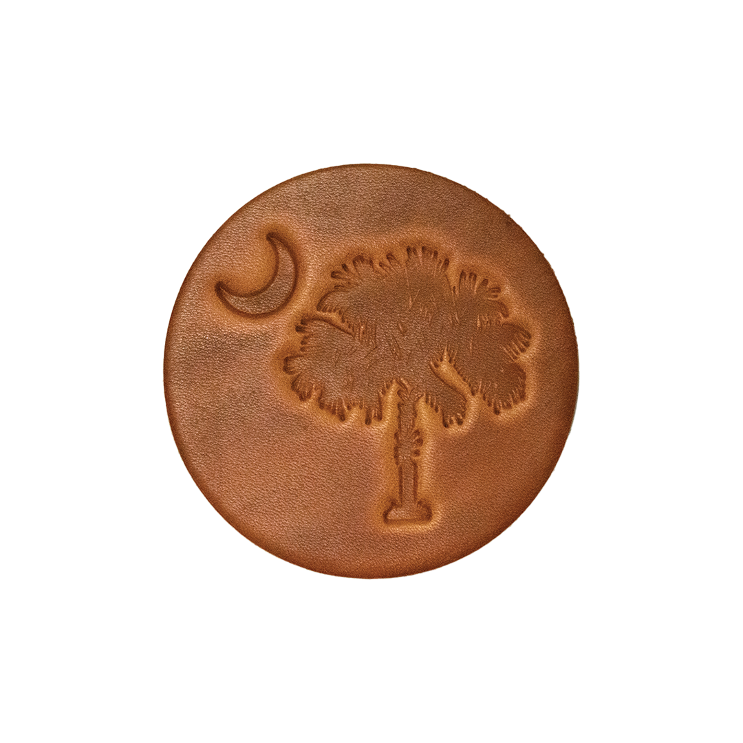 Mahogany Bridle Palmetto & Crescent Leather Coaster Set