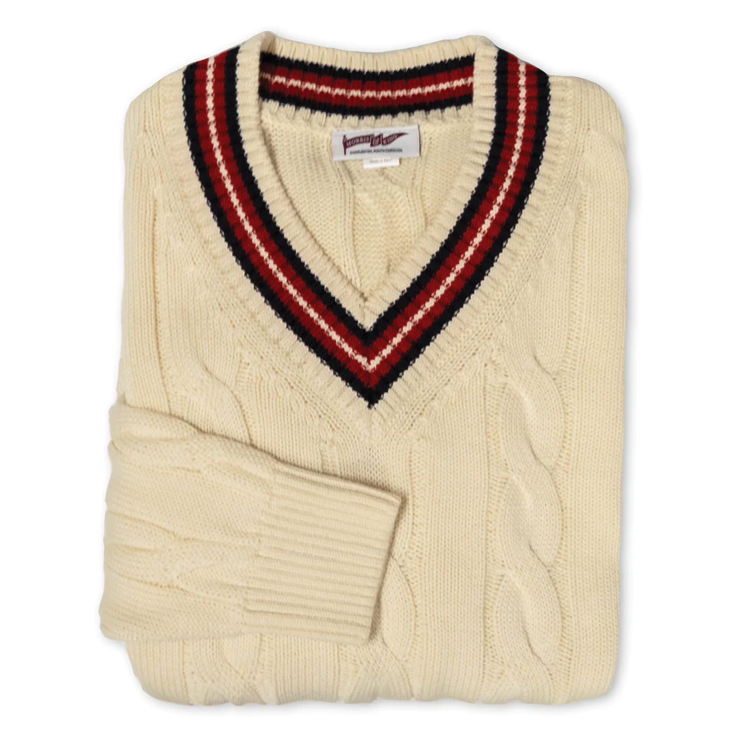 Cream / Navy / Red Classic Cricket Sweater