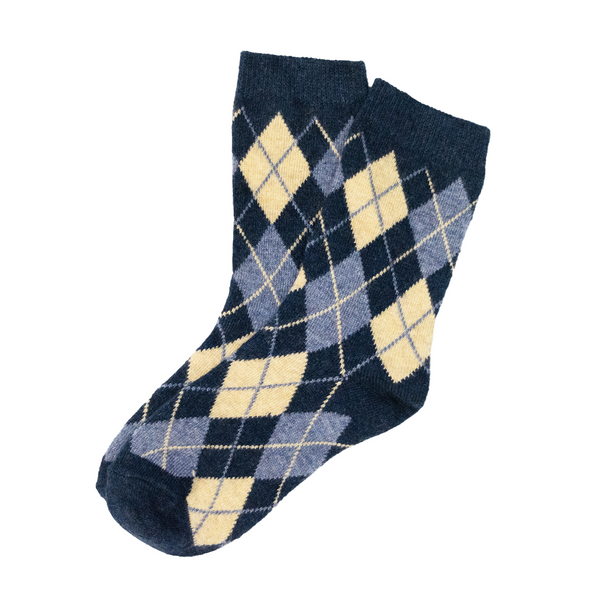 Navy/Ecru Argyle Socks