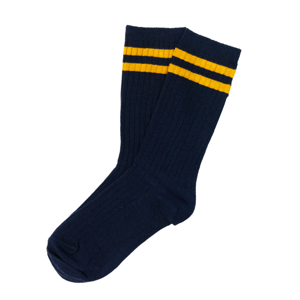 Navy/Gold Stripe Socks