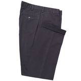 Navy Combed Cotton Pants - Classic Fit