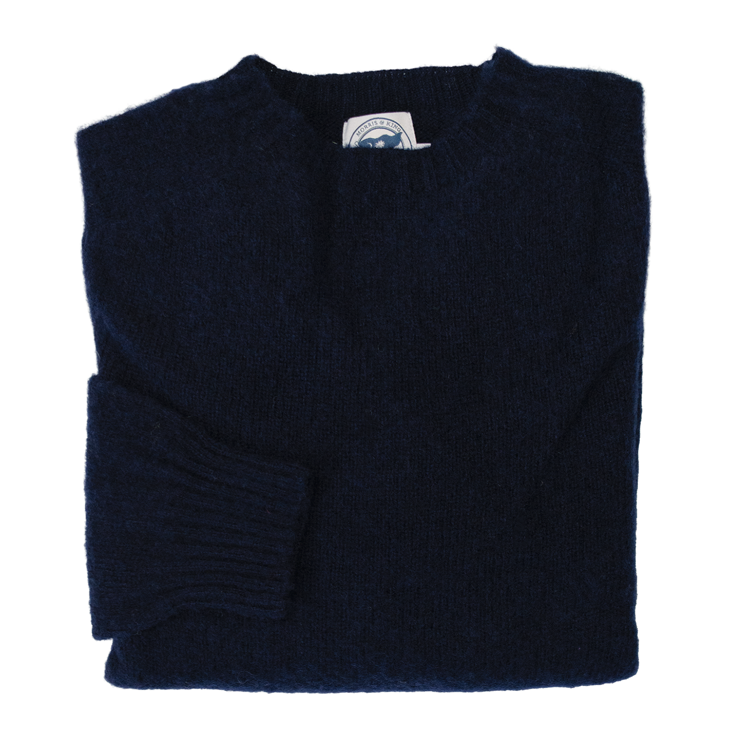 Navy Brushed Scottish Shetland Wool Sweater