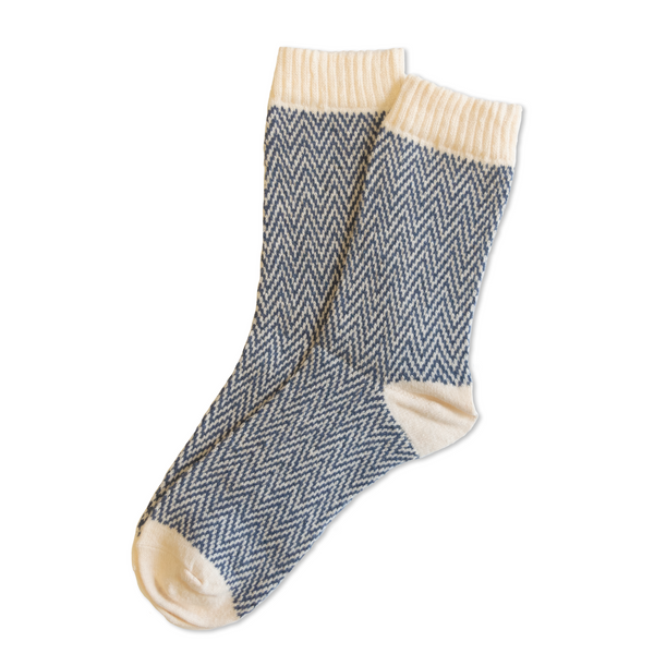 Navy/White Herringbone Socks