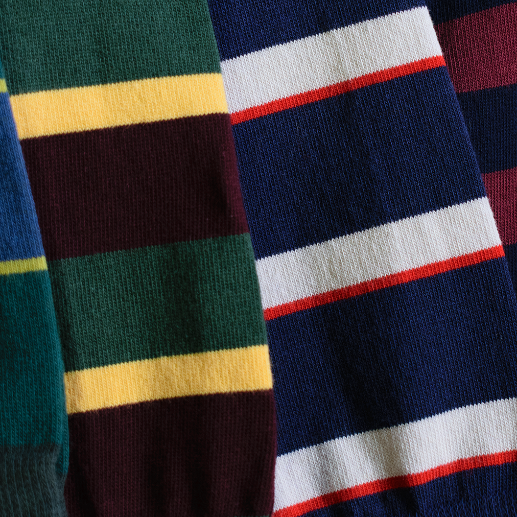 Green / Navy / Yellow Lightweight Cotton Socks