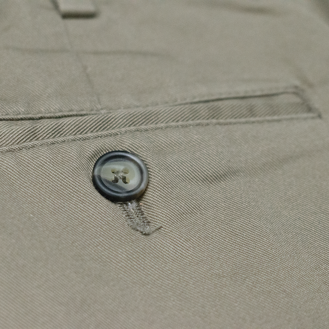 Olive Pleated Combed Cotton Pants - Classic Fit