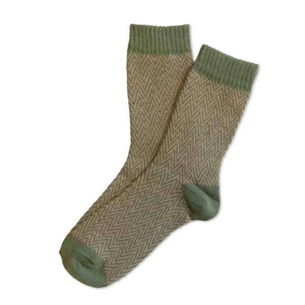 Olive/Tan Herringbone Socks