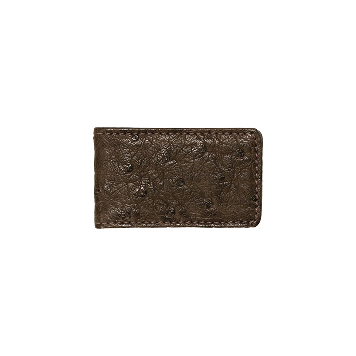 Matte Brown Ostrich Money Clip